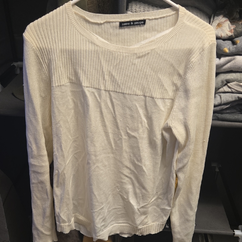 Cable & Gauge Cream Ribbed Top